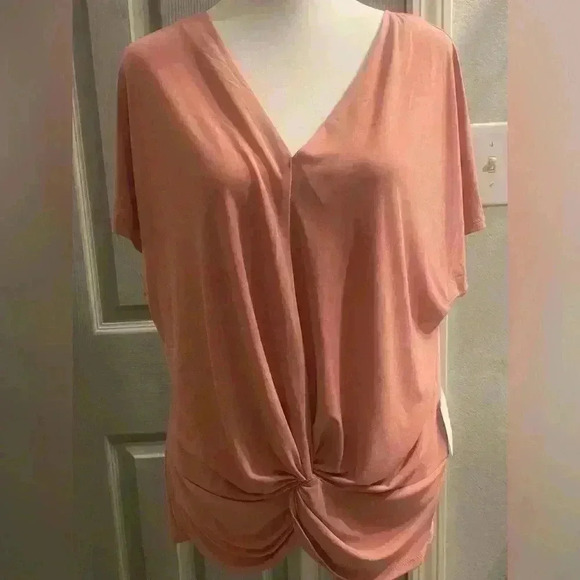 Perseption Concept short sleeve V neck front tie knot in mauve NWT size Large - Picture 1 of 8